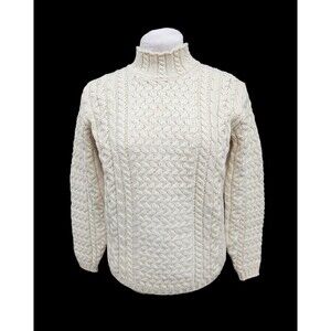 Vintage CALLAN Aran Fisherman Men's M Cable Knit Sweater Merino Wool IRELAND